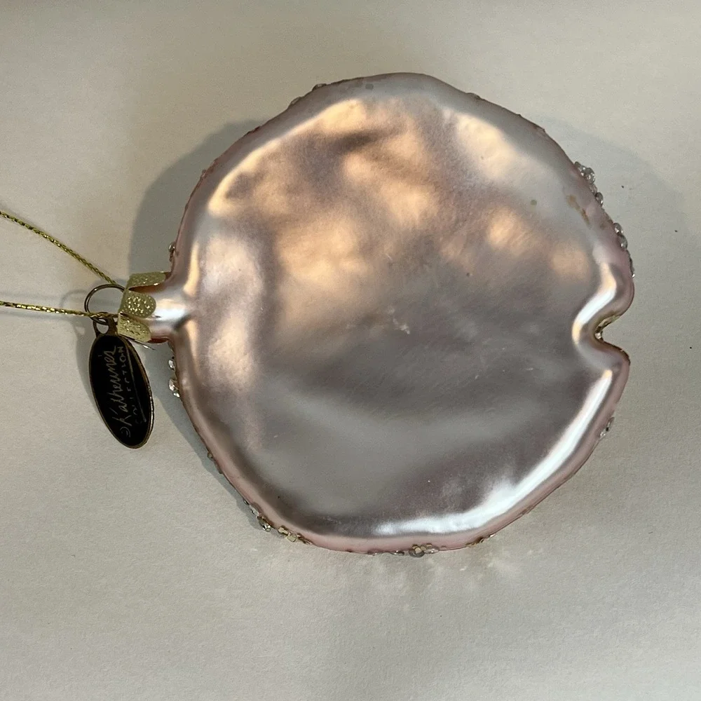 Katherine's Collection Beaded Sand Dollar Glass Christmas Ornament Pink Beaded